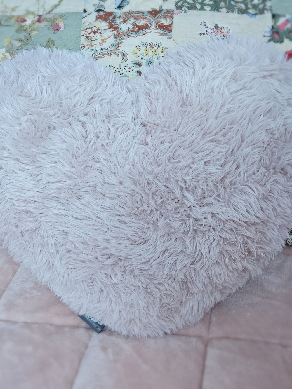 UGG Pink Faux Fur Heart Accent Pillow